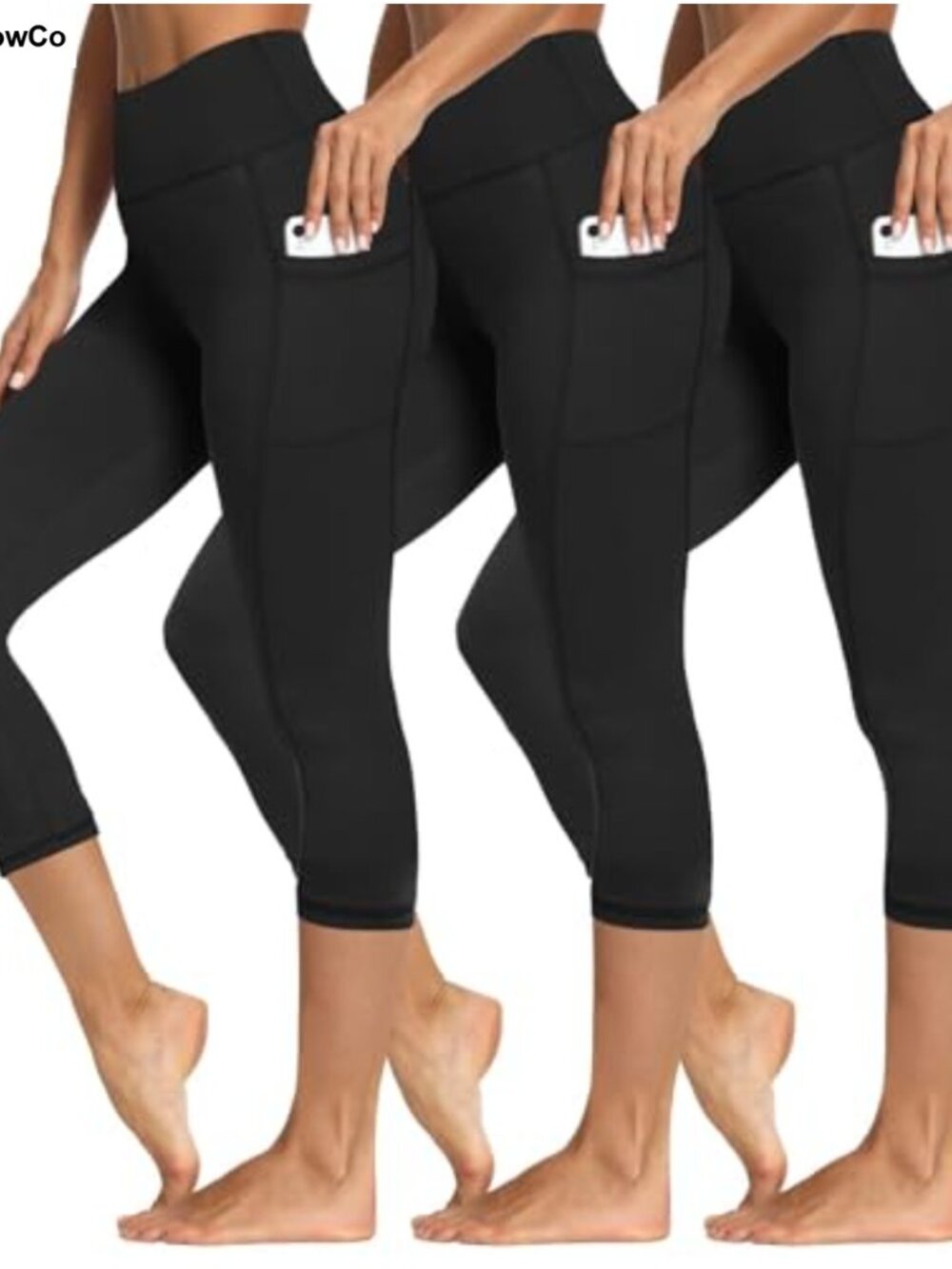 3 Pack High Waisted Leggings with Pockets Women Tummy Control